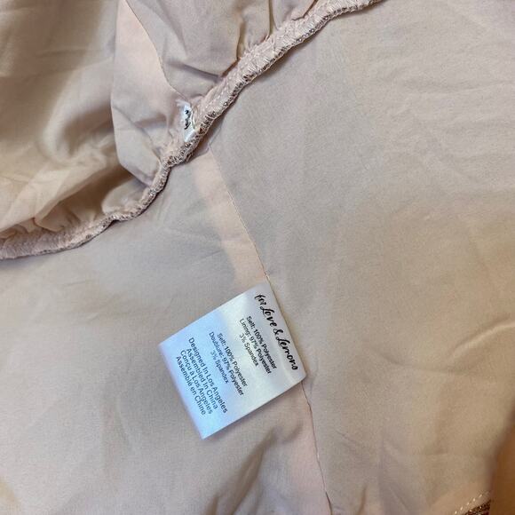 For Love & Lemons La Villette Puff Sleeve Cropped Blouse Pink Small - Picture 4 of 9